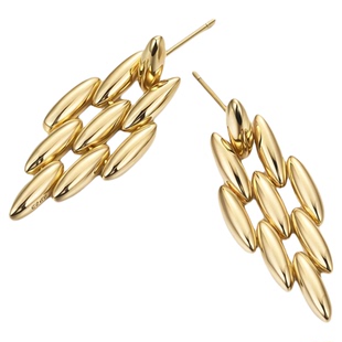 OKOF鎏金絮语925银耳钉女纯银小众设计感菱形编织高级感轻奢秋冬