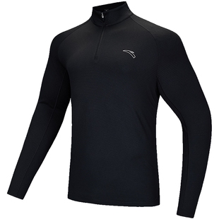 安踏半拉链立领加绒卫衣男士夏季保暖长袖t恤健身跑步长T运动上衣