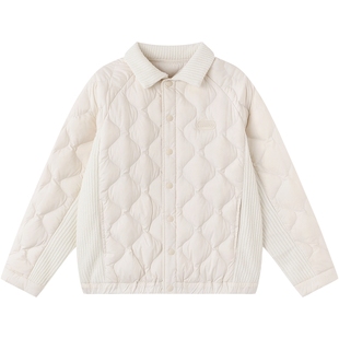 英氏儿童羽绒服菱格翻领短款外套秋冬保暖男童女童轻薄时尚新款