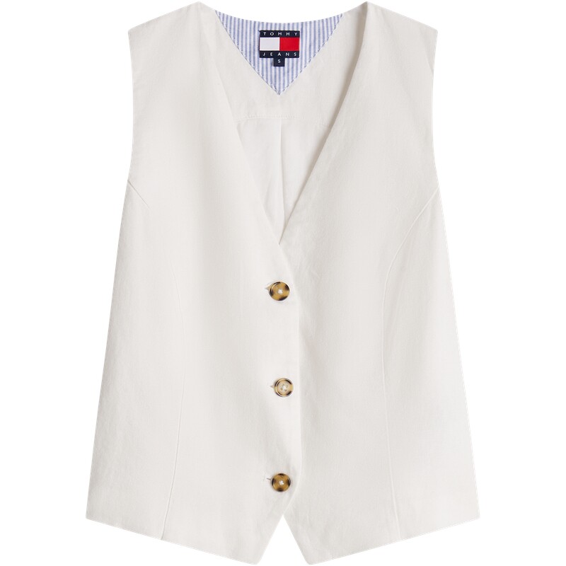 Tommy女装亚麻混纺V领西装马甲