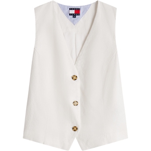 Tommy女装亚麻混纺V领西装马甲