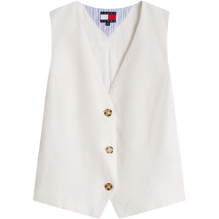 【亚麻混纺】Tommy26春夏新款女装商务休闲通勤叠穿V领西装马甲