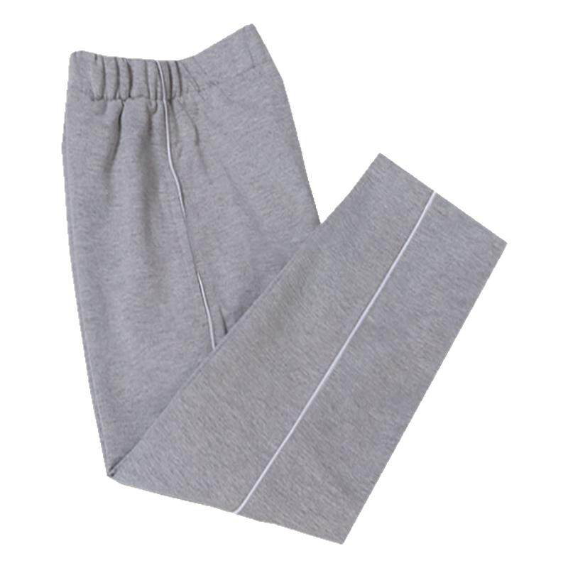 学生加绒加厚直筒校服裤一道白