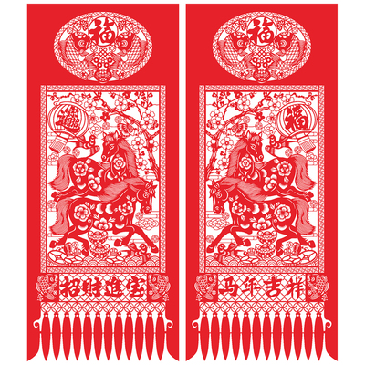 马年植绒布新款吊钱挂钱天津窗花