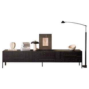 北欧表情进口电视柜全实木柚木电视柜东南亚风大师手工雕刻柜子