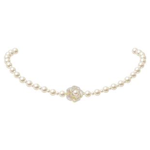 ZEGL人造珍珠项链女款2025新款百搭山茶花锁骨链母亲节礼物送妈妈