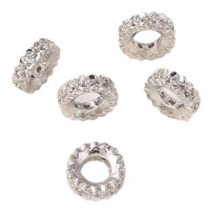 14K包金大孔锆石隔珠手工diy花朵四叶草白金色手串车轮珠串珠材料