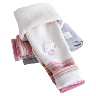 洋气女童秋冬一体绒保暖无骨打底裤宝宝时髦冬装长裤条纹童装裤子