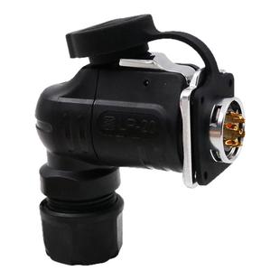 凌科LP20 90度直角弯头航空插头3芯防水防高温高压公母对接连接器