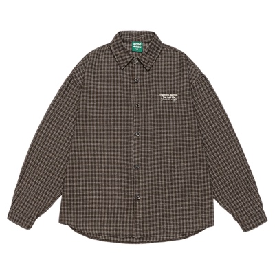 GOGOSOON长袖衬衫男生2025新款春秋复古格子休闲字母刺绣宽松Q