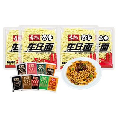 寿桃牌港式车仔面XO酱方便面拌面拉面宿舍速食夜宵意面乌冬面12包