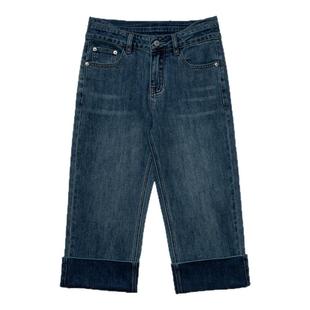 CountryMoment 松弛感美式复古修身显瘦7分牛仔裤女夏直筒休闲裤