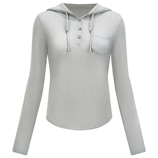 sincethen纯羊毛连帽卫衣薄款套头帽衫学院风打底毛针织衫女秋冬