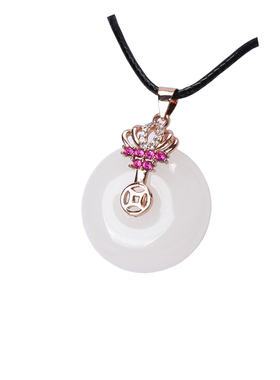 女妈妈金丝玉金镶玉吊坠平安扣