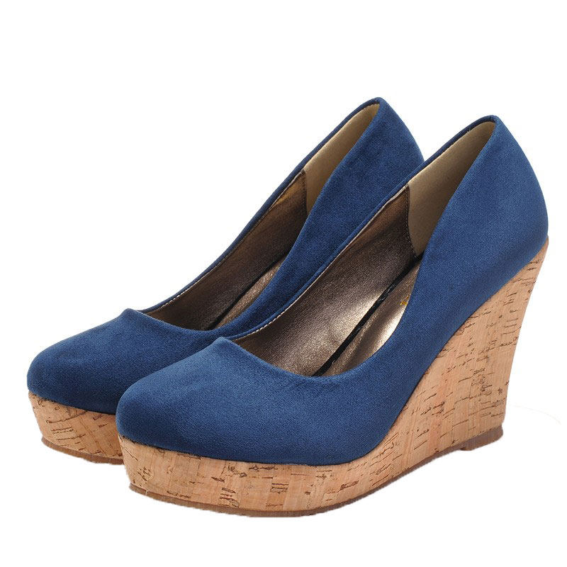 26王妃同款厚底坡跟夏季单鞋高跟女士坡跟粗跟松糕鞋3233小码女鞋