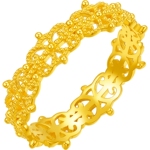 周六福黄金计价5G足金戒指复古宫廷时光徽记女戒蕾丝系列节日礼物