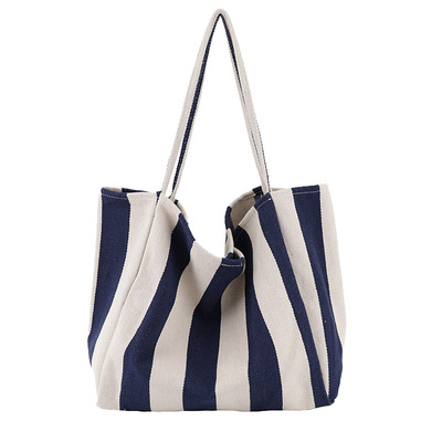 韩国购物袋手提单肩女条纹大包