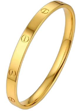 金包银古法一字素圈手镯女款