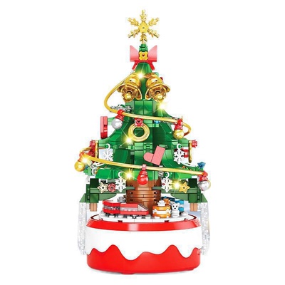 兼容乐高圣诞树音乐盒积木