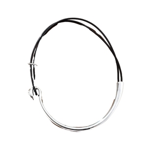 飞鸟黑色牛皮绳银项圈女颈带轻奢小众设计高级感拼接手链颈圈项链