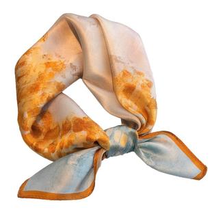 黄色真丝丝巾女2025新款百搭秋冬小方巾高档送礼100%桑蚕丝小领巾