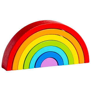 彩虹积木玩具儿童益智拼搭叠叠乐叠叠高宝宝颜色认知摄影装饰摆件