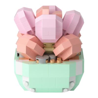 小颗粒多肉植物盆栽积木花束女孩系列摆件益智拼装玩具女生日礼物