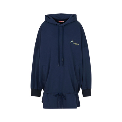 【24期免息】MARNI 2026早春新品女士LOGO长款裙摆廓形连帽卫衣