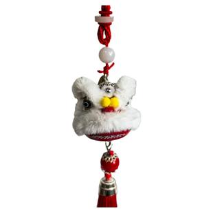 醒狮挂件汽车车载挂饰国潮创意毛绒手工小狮头保平安佛山文创礼品