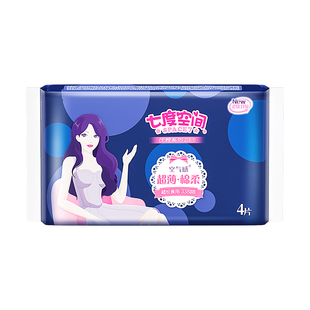 七度空间80片夜用加长338mm卫生巾亲肤绵柔超薄超姨妈巾正品