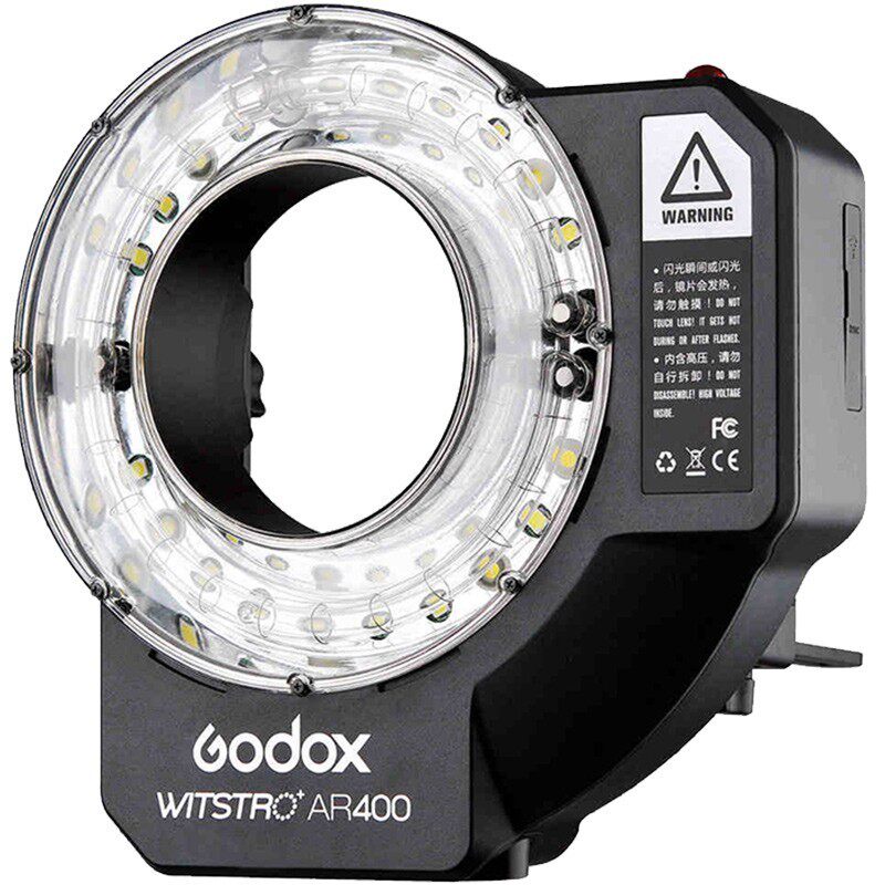 Godox神牛AR400微距环形闪光灯400W锂电外拍灯高速外拍闪光灯LED常亮补光灯昆虫人像静物适用佳能尼康索尼