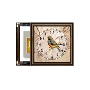 美式电表箱装饰画带钟表遮挡箱配电箱免打孔电闸盒液压式客厅挂画