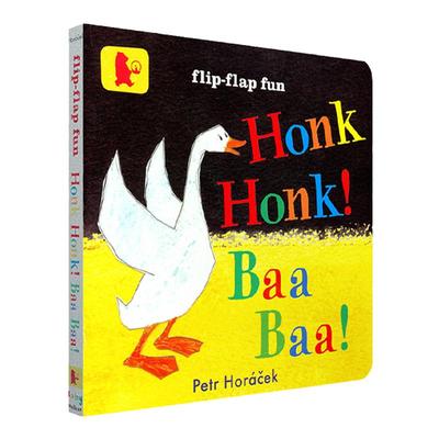 凯迪克图书 异形纸板书 Honk, Honk! Baa, Baa! 英文原版绘本 英国进口 名家Petr Horacek作品 低幼儿童0-3岁宝宝启蒙英语书 纸板