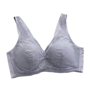大码文胸美背背心式无痕无钢圈薄款蕾丝内衣女胖mm大胸显小胸罩D