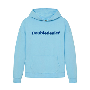 DoubleDealer黑色加绒卫衣男连帽重磅春秋情侣oversize美式帽衫