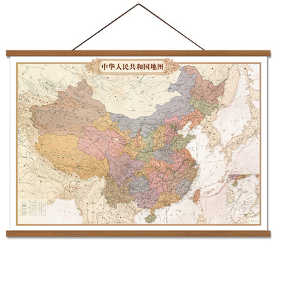 实木复古中国地图办公室