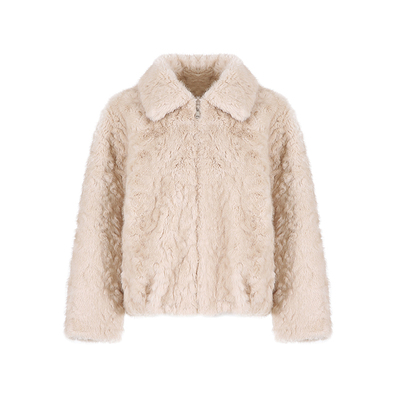 范洛冬日轻贵长绒仿兔毛外套