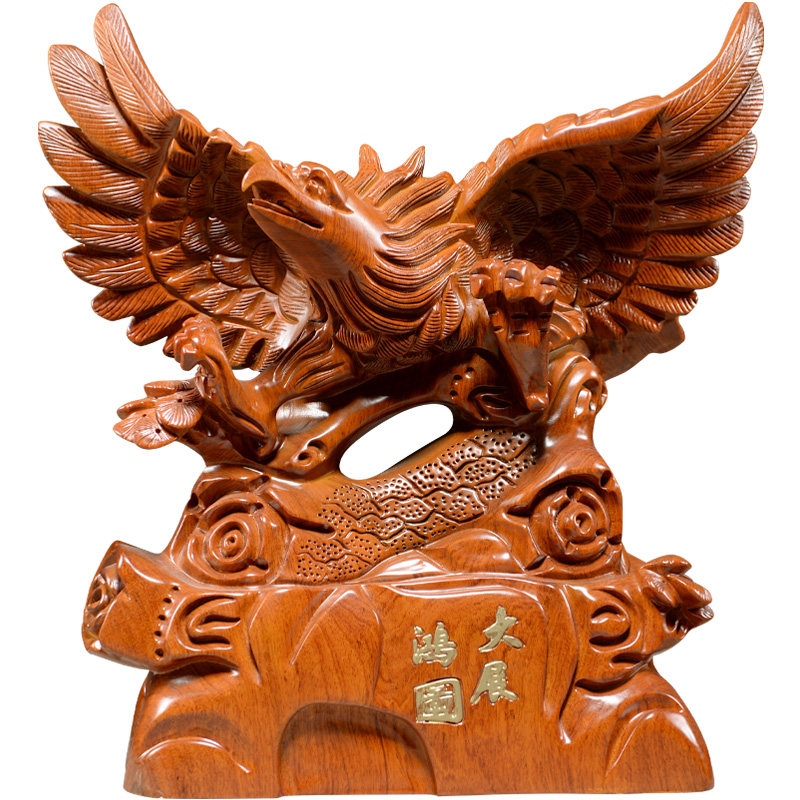 老鹰摆件大鹏展翅礼品红木雕刻