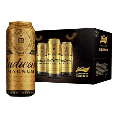 新鲜日期正品百威黑金啤酒500ml*12罐整箱Budweiser酒精度5度