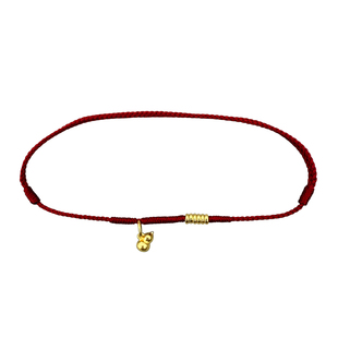 足金999小葫芦黄金金珠本命年纯手工编织精致红绳可调节手链脚链