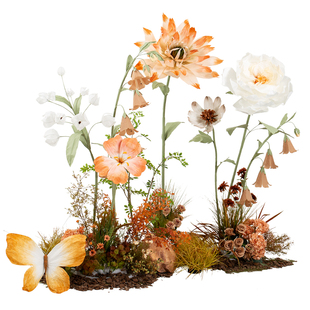 秋意橱窗装饰巨型纸花蝴蝶仿真植物造景拍照展厅直播美陈花艺套装