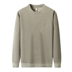 罗蒙男士奥粒绒内里法兰绒加绒加厚卫衣秋冬季圆领套头内搭打底衫