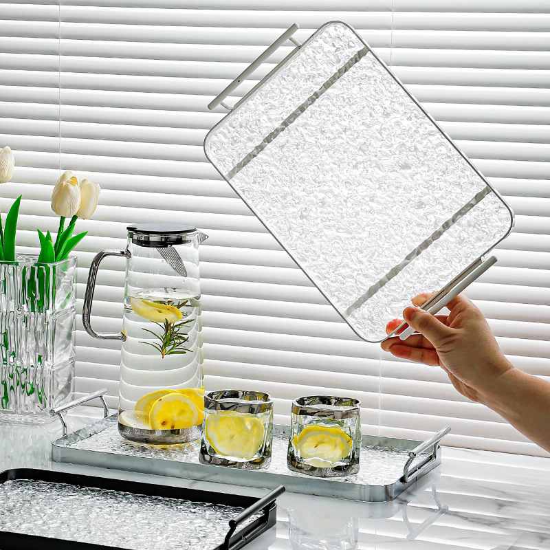 家用商用端菜盘子长方形轻奢茶水铁盘点心茶盘水果盘托盘杯子新款