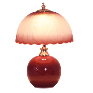 结婚台灯婚房床头灯一对红色新娘陪嫁长明灯送新婚礼物婚庆喜陶瓷