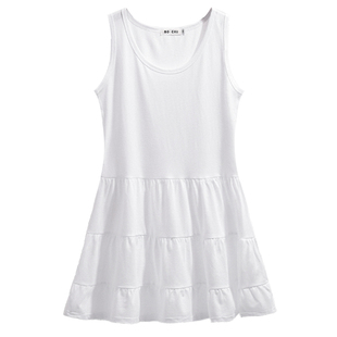 卫衣打底吊带背心裙叠穿内搭白色中长款无袖A字连衣裙遮屁股下摆