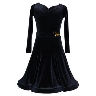 薇妮舞服女儿童丝绒分体两件套专业定制标准规定服秋冬拉丁比赛服