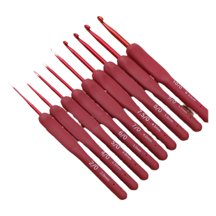 钩针红色软柄工具全套编织勾针入门毛线diy初学者套装微钩配件2.0