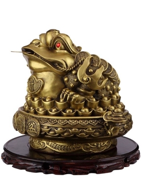 纯铜金蟾摆件聚宝盆金蝉蟾蜍招财