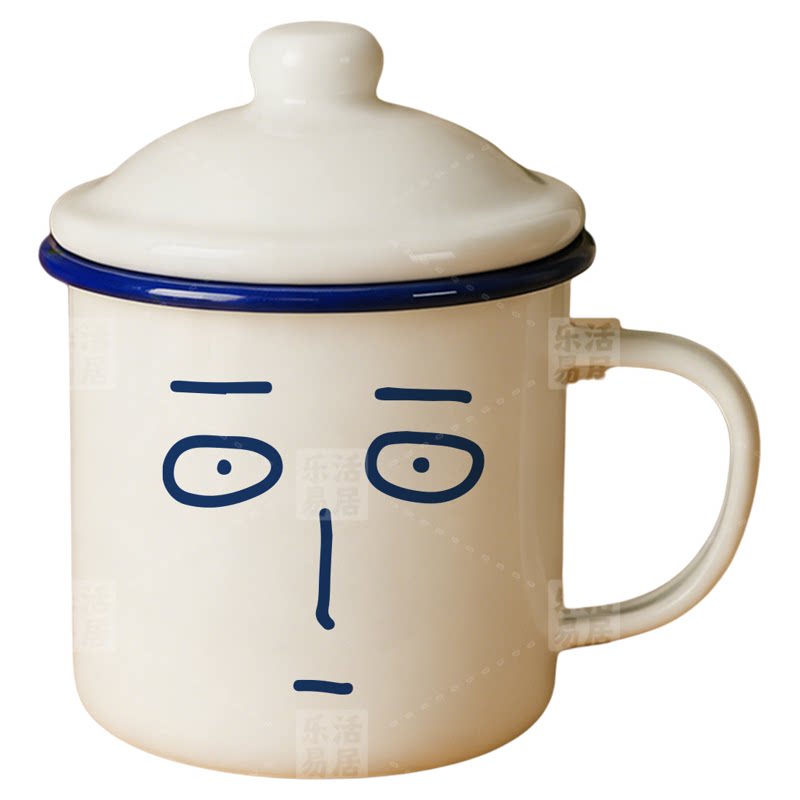 家用大容量泡茶铁茶缸子苦涩笑脸