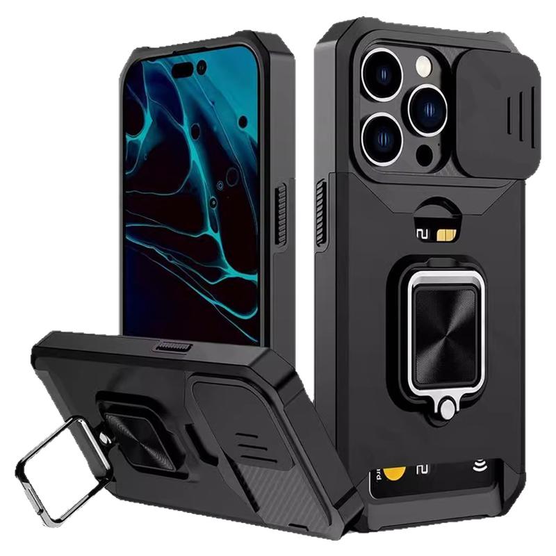 磁吸支架潮款iPhone16ProMax手机壳插卡储存苹果15壳车载xr推窗保护6/7/8